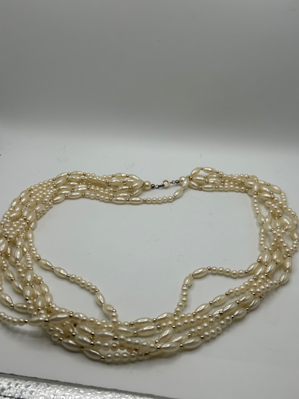Multi-Strand Cream Pearl Necklace - Unbranded